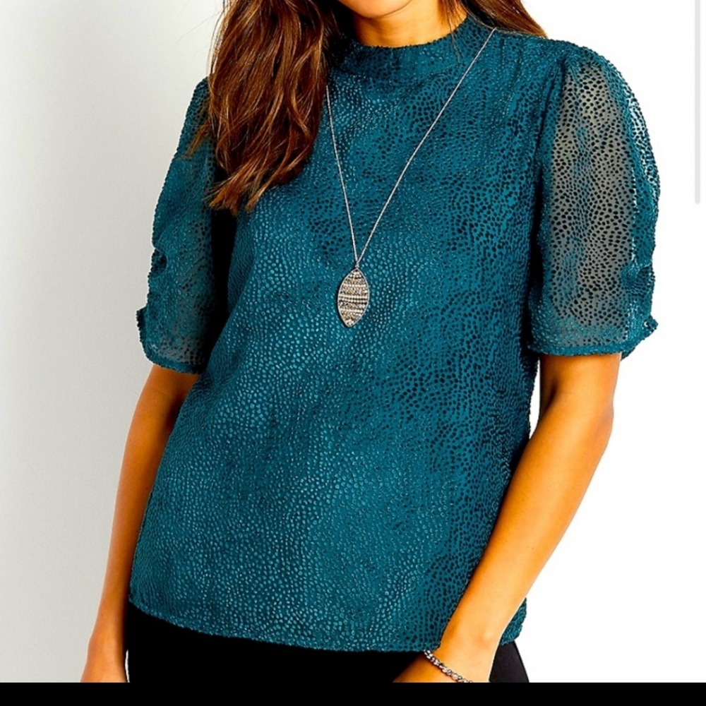 Maurices Burnout Mock Neck Puff Sleeve